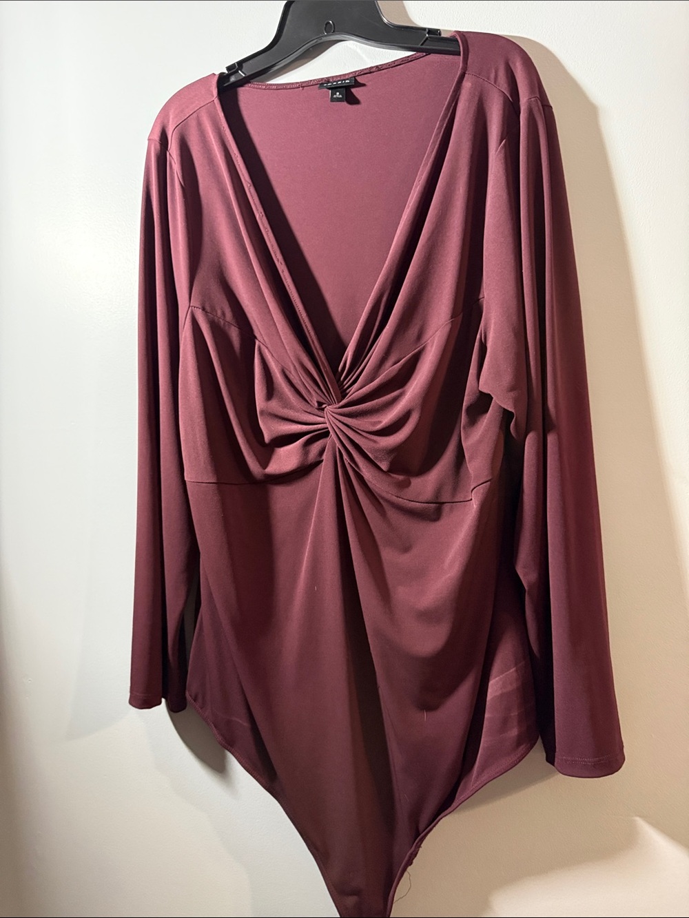 Torrid Twist-Front Long Sleeve Burgundy Bodysuit
